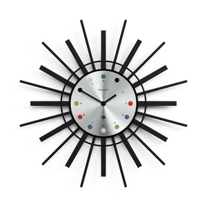 Newgate Stingray Black Sunburst Wall Clock, Silver Dial, 44cm - Picture 1 of 3