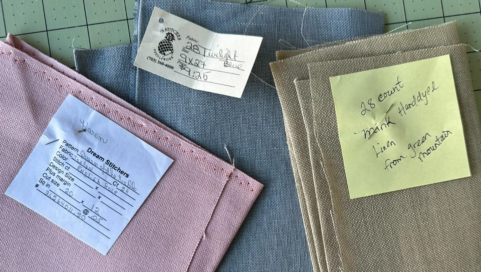 Assorted linen fabric 28 count cross stitch counted thread New - Image 1 of 4