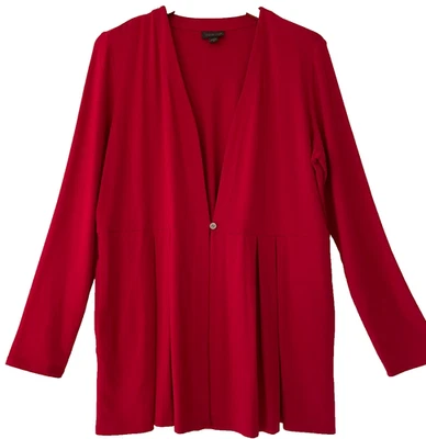 J. Jill ~ talla M ~ Lujosa chaqueta plisada Wearever ~ rojo verdadero ~ bolsillos Foto 1 de 4