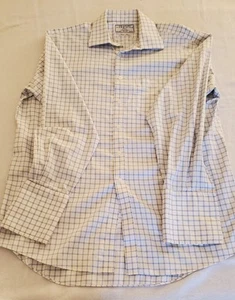 Charles Tyrwhitt Dress Shirt Men’s 16.5 - 35 Blue Windowpane Check French Cuff - Picture 1 of 6