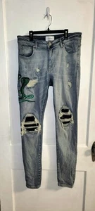 Lakenzie Mens Vintage Embroidered Cobra Snake Jeans Size Large - Picture 1 of 4