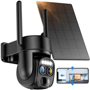 Hawkray Pannel Solar Wireless Outdoor Security Camera, Dual-Lens, 10xZoom, 2K... - Picture 1 of 8