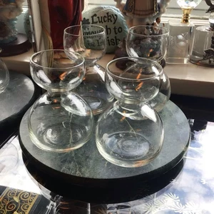 4er Set DOUBLE BUBBLE Klarglas Schnapsgläser Sanduhr Chaser Schnapsgläser - Bild 1 von 9