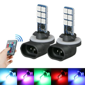 2Pcs 881 5050 RGB Multi-Color LED 12SMD Car Headlight Fog Light Lamp Bulb&Remote - Picture 1 of 12