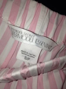 VICTORIAS SECRET S PJ Pants Pink Stripe Supermodel ESSENTIALS~Pajama ICONIC - Picture 1 of 12