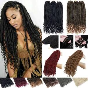 16" Goddess Faux Locs Twist Dreadlocks Crochet Hair Extensions Straight Braids L