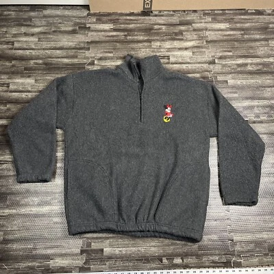 Vintage Minnie Mouse Embroidered Fleece 1/4 Zip Grey Oversized VTG Fall Disney - Image 1 of 4