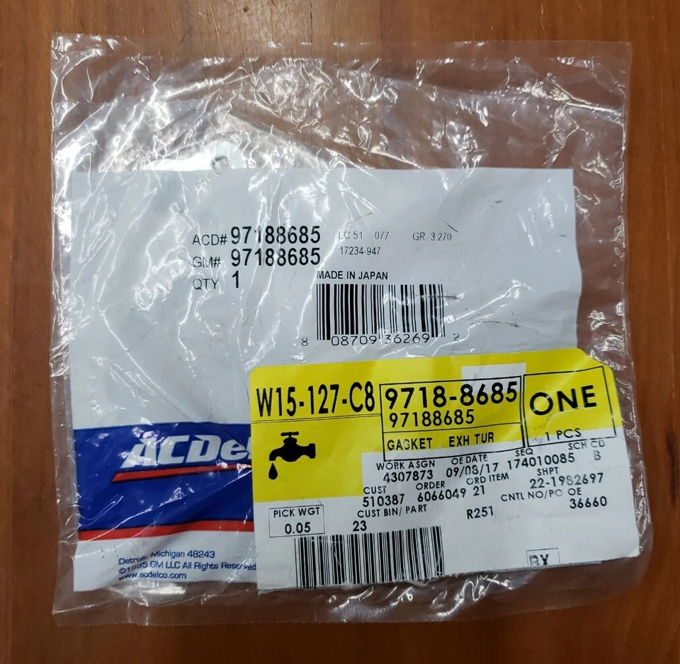 Junta de entrada turbocompresor ACDelco GM equipo original 97188685 Foto 1 de 2