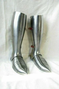 Medieval Leg Armor Steel Warrior Larp Greaves Knight Armor Sabatons cosplay SCA - Picture 1 of 5