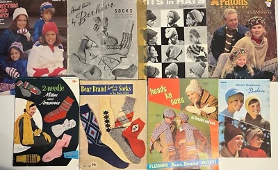 8 Knitting Knit Socks Hats Gloves Scarves Shawls Pattern Books For Whole Family - Image 1 of 4