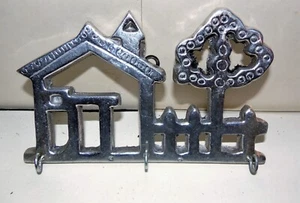 Pewter house key ring holder ~ Wall mounted hook ~ Made in mexico 6 1/2 x 4 - Picture 1 of 3