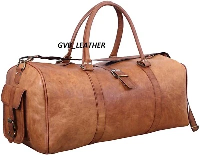 Men's Leather 24" Lots Of Space Large Vintage Duffel Travel Gym Overnight Bag - Image 1 of 4