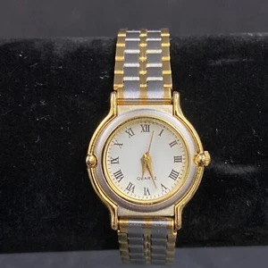 Damen-Armbanduhr gold-silberfarben Edelstahl rundes Zifferblatt lässig elegant - Bild 1 von 6