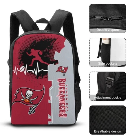 Tampa Bay Buccaneers Shoulder Backpack 17” Travel Backpack Heartbeat Sport Style Cover