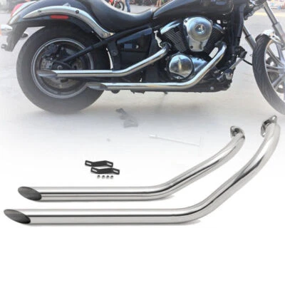 Vulcan 900 Long Shorts Staggered Exhaust Pipe For Kawasaki VN900B Classic Custom - Image 1 of 4