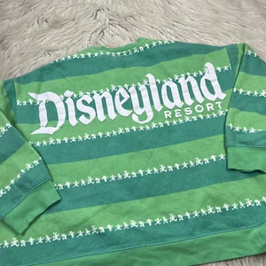Disneyland Resort Women's 1X Green Striped Spirit Sweatshirt Crew Fleece - Picture 1 of 7