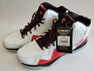 NEW And1 Maverick White/Red/Black High-Top Men's Basketball Sneakers Size 11.5 - Picture 1 of 9