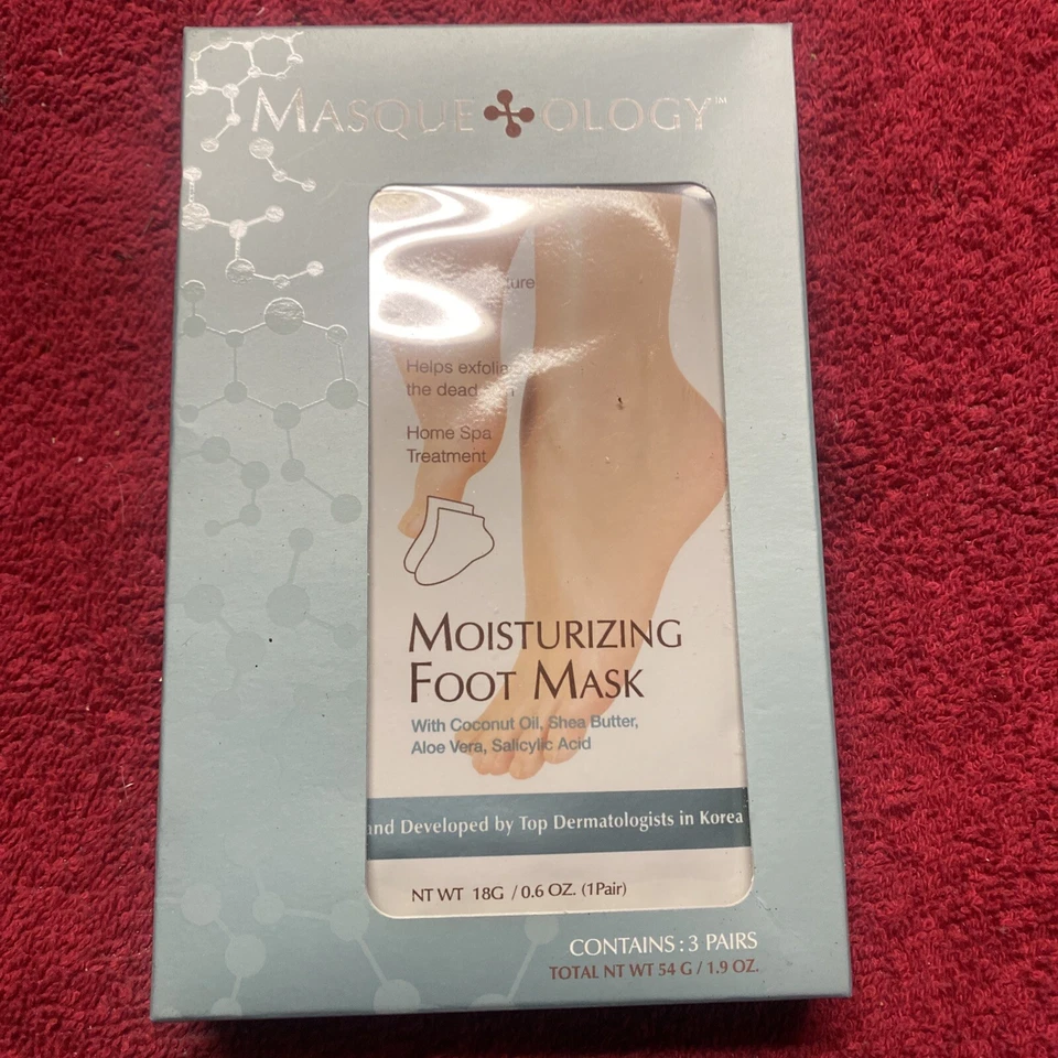 Mascarilla hidratante para pies Masqueology, 3 pares con manteca de karité, aceite de coco, aloe  Foto 1 de 3