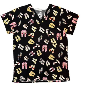 Cotton Scrubs And Co. Summer Flip Flops Black Top Size XS For Nurse Vet Dental - Picture 1 of 5