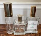 LOT OF 3 WOMEN EMPTY PERFUME COLOGNE BOTTLES PURE d&#39;OR, CRYSTAL BEAUTY,JOVAN MUS