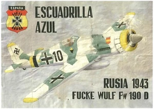 HOJA DE MONEDA DE RACIÓN DIVISIÓN AZUL 9"x12" con avión de combate nazi, rusia 1943 wow - Imagen 1 de 2