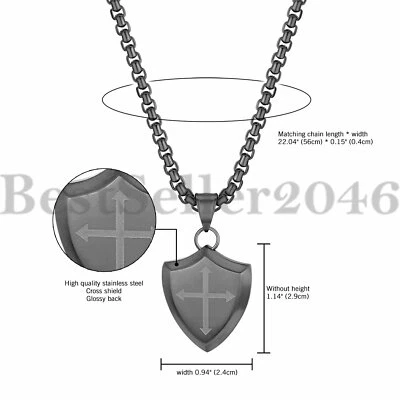 Hombres Mujeres Escudo Armadura de Dios Cruz Biblia Oración Collar Colgante Cadena 22" Foto 1 de 4