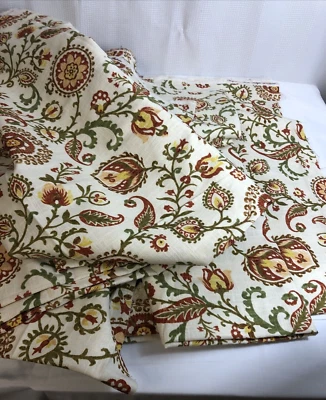 Mill Creek Fabric Floral Paisley Linen Blend Upholstery Craft Cream Rust Green - Image 1 of 4
