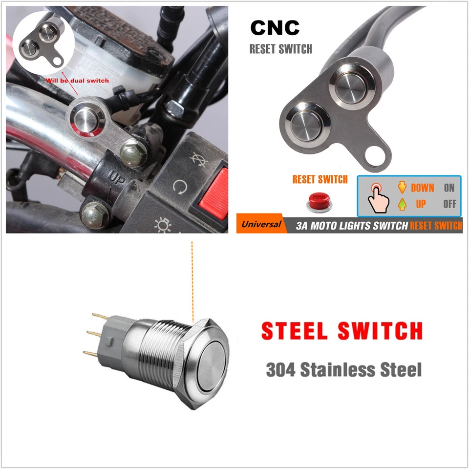 Aluminum Alloy Motorcycle Handlebar Self-return Reset Switch Horn Engine Start - Image 1 of 4