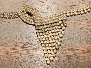 Vintage Nachlass Halskette Art Deco Stil Strass silberfarben keine fehlenden Steine - Bild 1 von 10