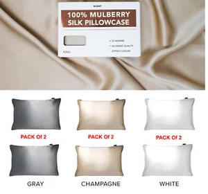 100% Mulberry Silk Pillowcase Christmas Gifts for Hair and Skin With Zipper - Picture 1 of 19