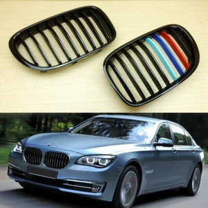 7-SERIES Fit BMW F01 F02 ///M-Color Shiny Black ABS Front Grille Grill 2009-2015 - Picture 1 of 4