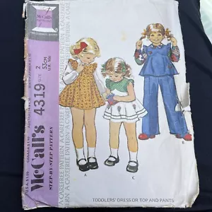 McCall's Sewing Pattern 4319 Toddlers Size 2 Dress Or Top & Pants / Trousers - Picture 1 of 8