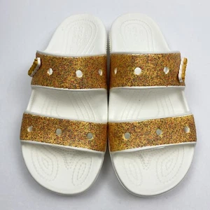 CROCS WOMEN’S SIZE 9 CLASSIC ORANGE SORBET GLITTER SANDAL RELAXED FIT 207309 - Picture 1 of 9