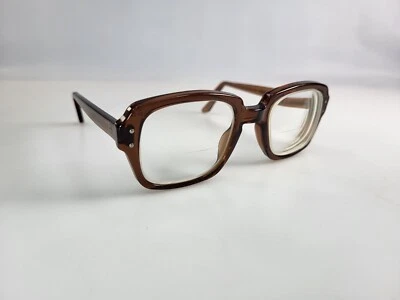 Marcos de gafas cuadrados de plástico vintage USS 4 1/2 - 5 3/4 marrón 46-15-132 Foto 1 de 4