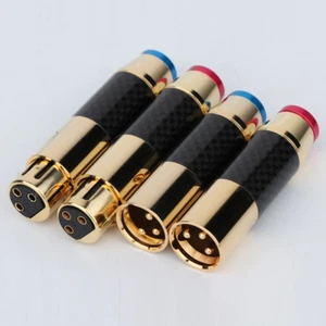 2/4PCS Carbon Fiber Balance Audio Plug Gold Plated XLR Male Female Connector - Picture 1 of 5