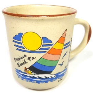 VTG Retro Virginia Beach, VA Coffee Mug Tea Cup Speckled Otagiri Style Sailboat - Picture 1 of 9