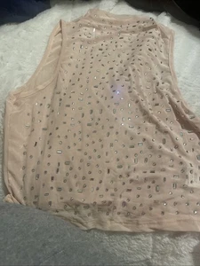 Light Pink Sheer Rhinestone Juniors Medium Top New In Bag - Picture 1 of 6