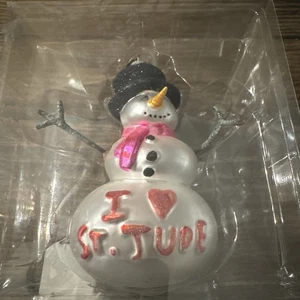 Seltener 5 Zoll Weihnachten Schneemann mundgeblasenes Glas St Jude Christbaumschmuck - Bild 1 von 7