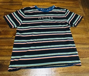 Vintage Guess Los Angeles Originals Multicolor Striped Tee Shirt Size Large - Picture 1 of 7