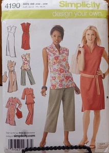 4190 Simplicity SEWING Pattern UNCUT Misses 20w-28w dress tunic cropped pants ba - Picture 1 of 2