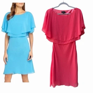 Tahari Capelet Chiffon A-Linie Koralle Kleid Damengröße 4 - Bild 1 von 10