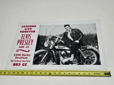 Póster de motocicleta Harley 883cc 1956 Live Forever de colección de Elvis Presley Legends 14x22 Foto 1 de 4
