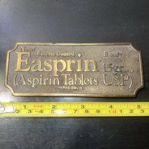 Peso de papel de latón vintage, tabletas de aspirina Easprin USP PARKE-Davis - Imagen 1 de 2