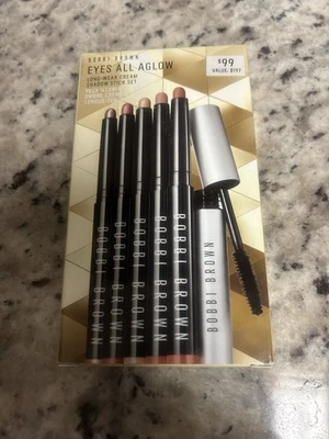NIB New BOBBI BROWN Eyes All Aglow Long-Wear CREAM SHADOW Stick Set & Mascara - Image 1 of 4