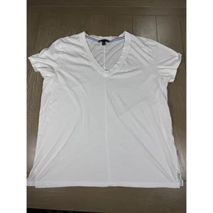 AYR V-Ausschnitt Kurzarm T-Shirt Damen Medium weiß Basic Baumwolle - Bild 1 von 9
