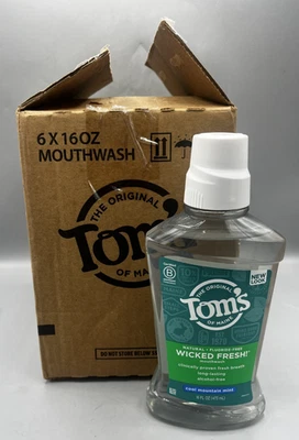 Lote de 5 enjuagues bucales Tom's of Maine Wicked Fresh Cool Mountain Mint 16 oz NUEVO Foto 1 de 3