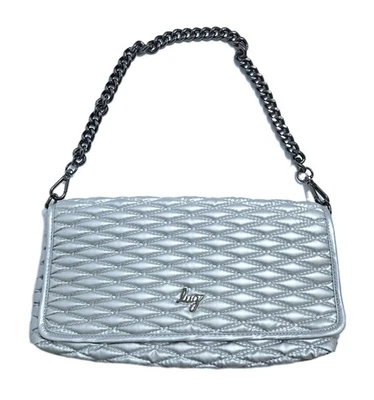 Lug Strut Metallic Quilted Shoulder Bag Chain Strap Metallic Pearl Purse Hobo - Image 1 of 4