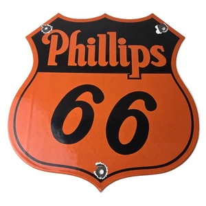 Vintage Phillips 66 Schild - Benzin Porzellan Tankstelle Zapfsäule Schild - Bild 1 von 14