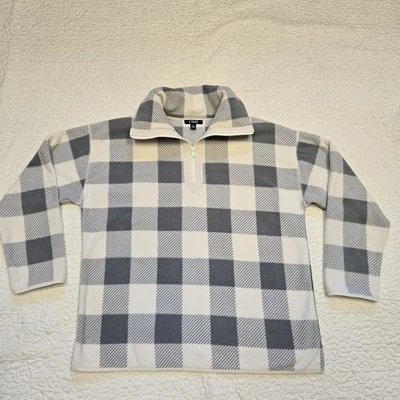 Talla M CHAPS Navidad Manga Larga Polar Cuadros Gris Blanco Pullover Sudadera Foto 1 de 4