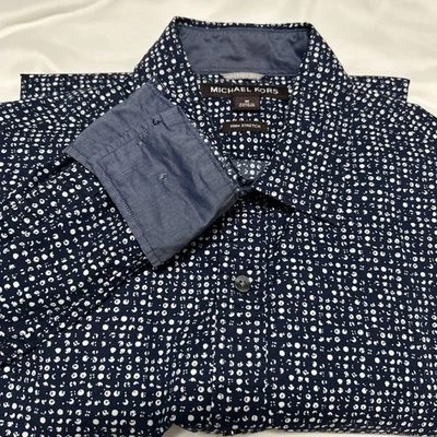 Camisa Michael Kors Para Hombre M Borde Completo Elastizada Abotonada Manga Larga Estampado Foto 1 de 4